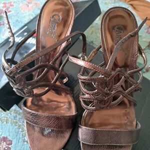 Women's Bronze Strappy Heeled Sandals